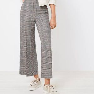 Wide Leg Crop Pants In Plaid